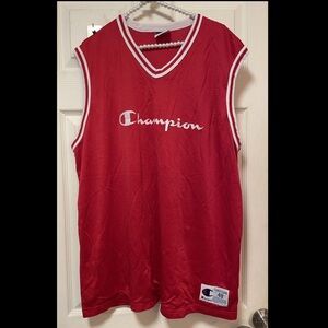 Vintage 90s Champion Mesh Jersey Tank Top Size XL Red And White GUC Athleisure